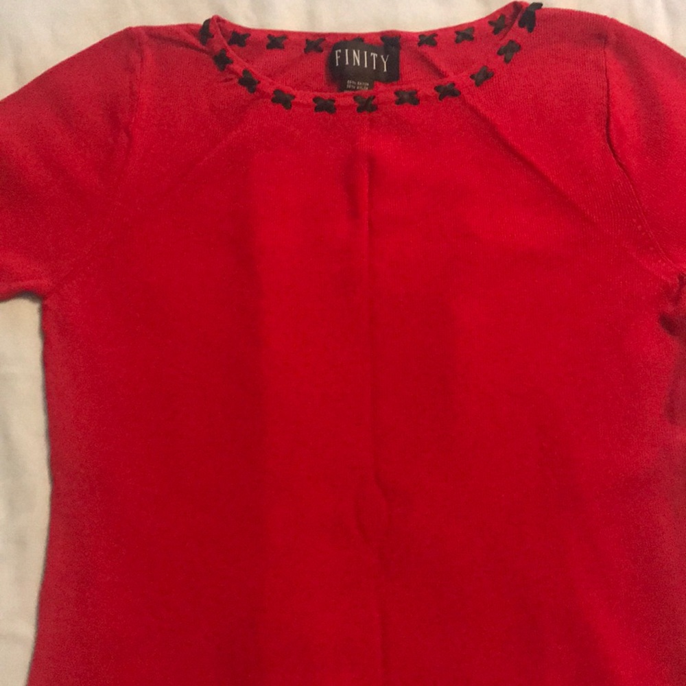 Red sweater.